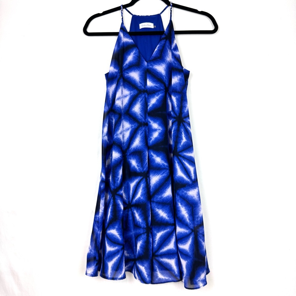 Calvin Klein Royal Blue Geometric Slip Trapeze Dress